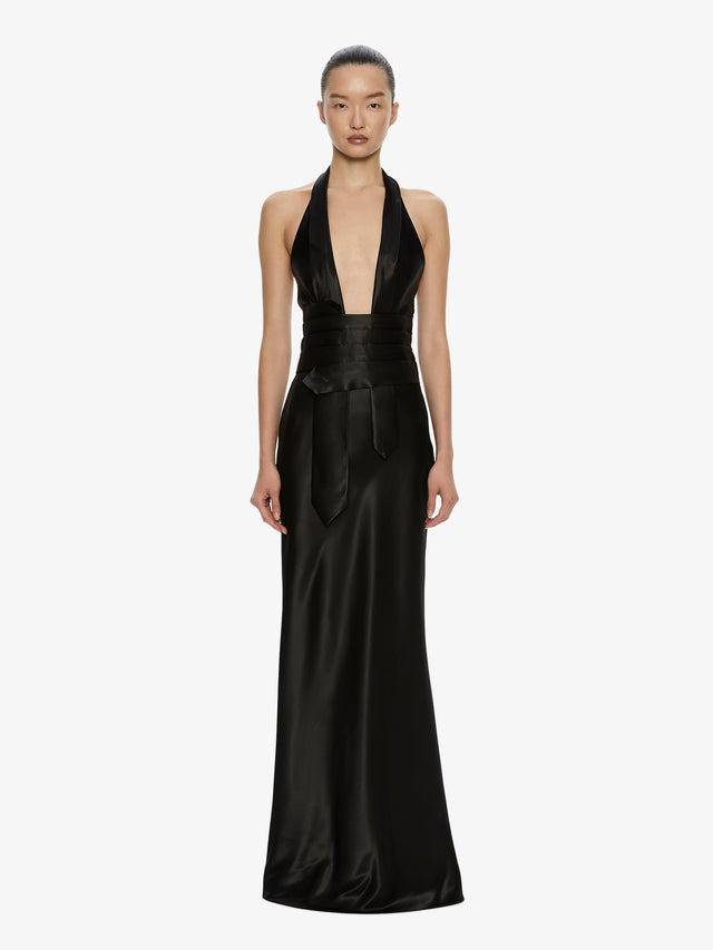 Reyer Satin Tie Gown
