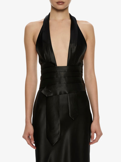 Reyer Satin Tie Gown
