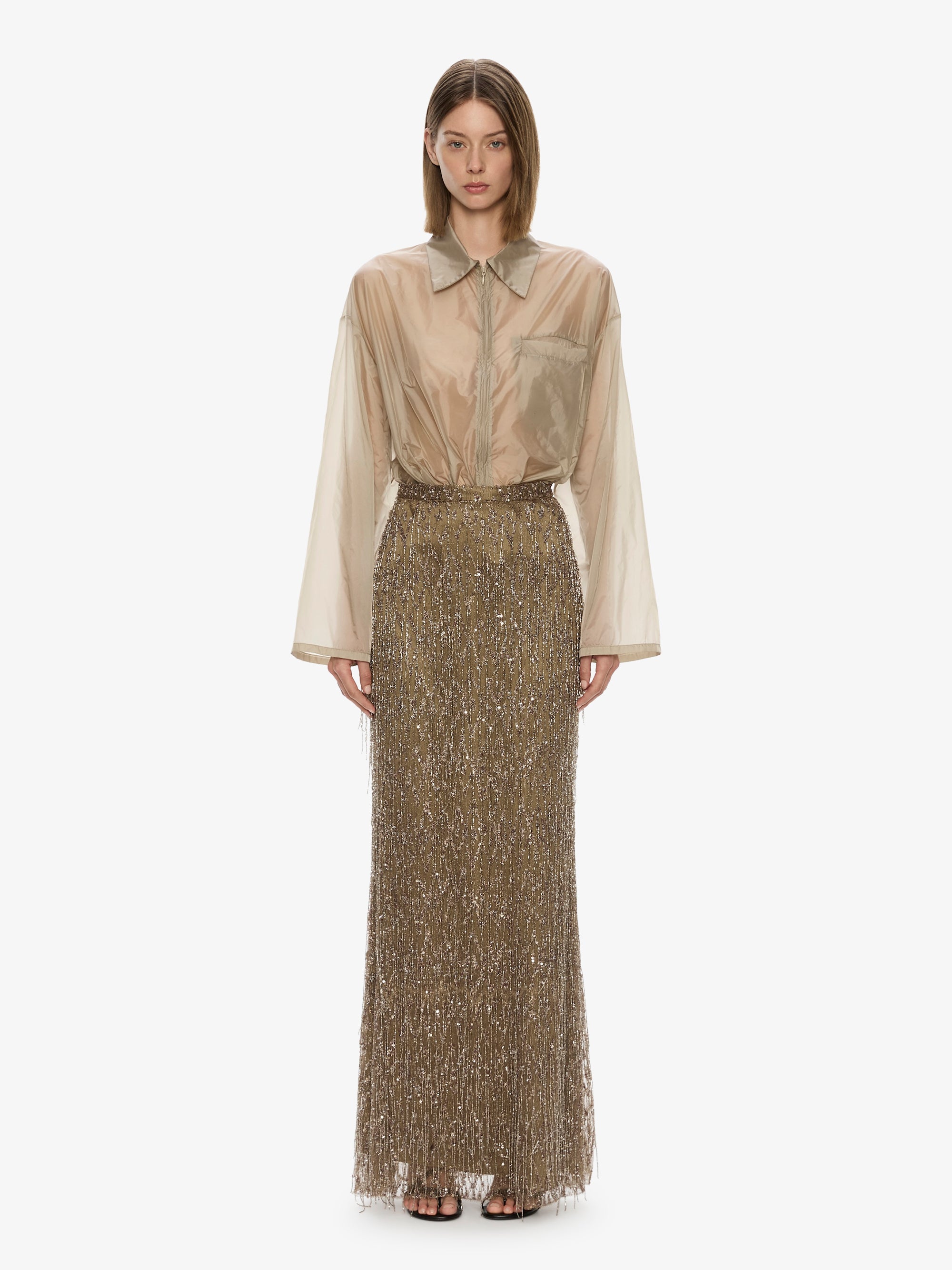 Gilded Chevron Lace Skirt