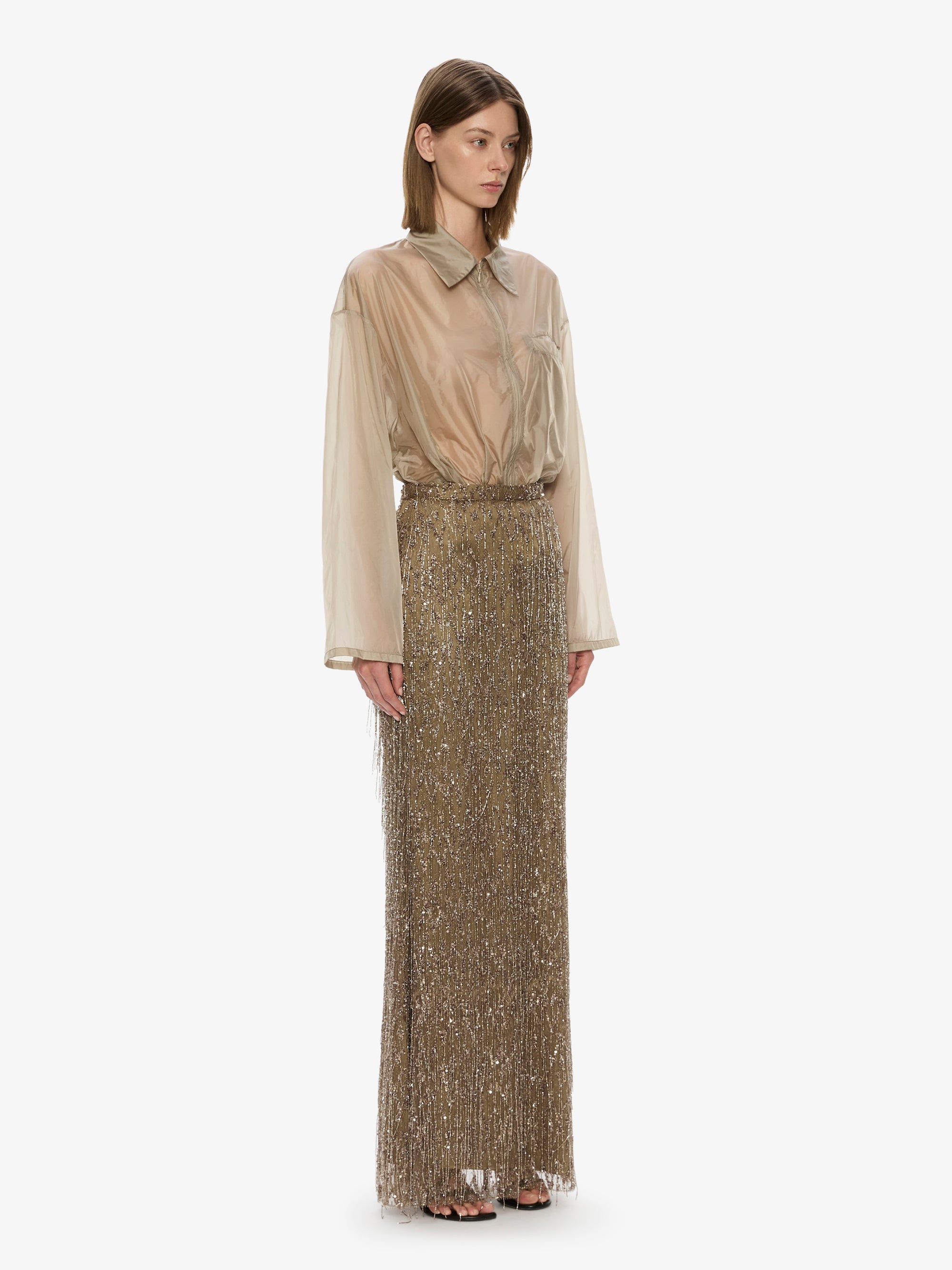 Gilded Chevron Lace Skirt