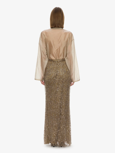 Gilded Chevron Lace Skirt