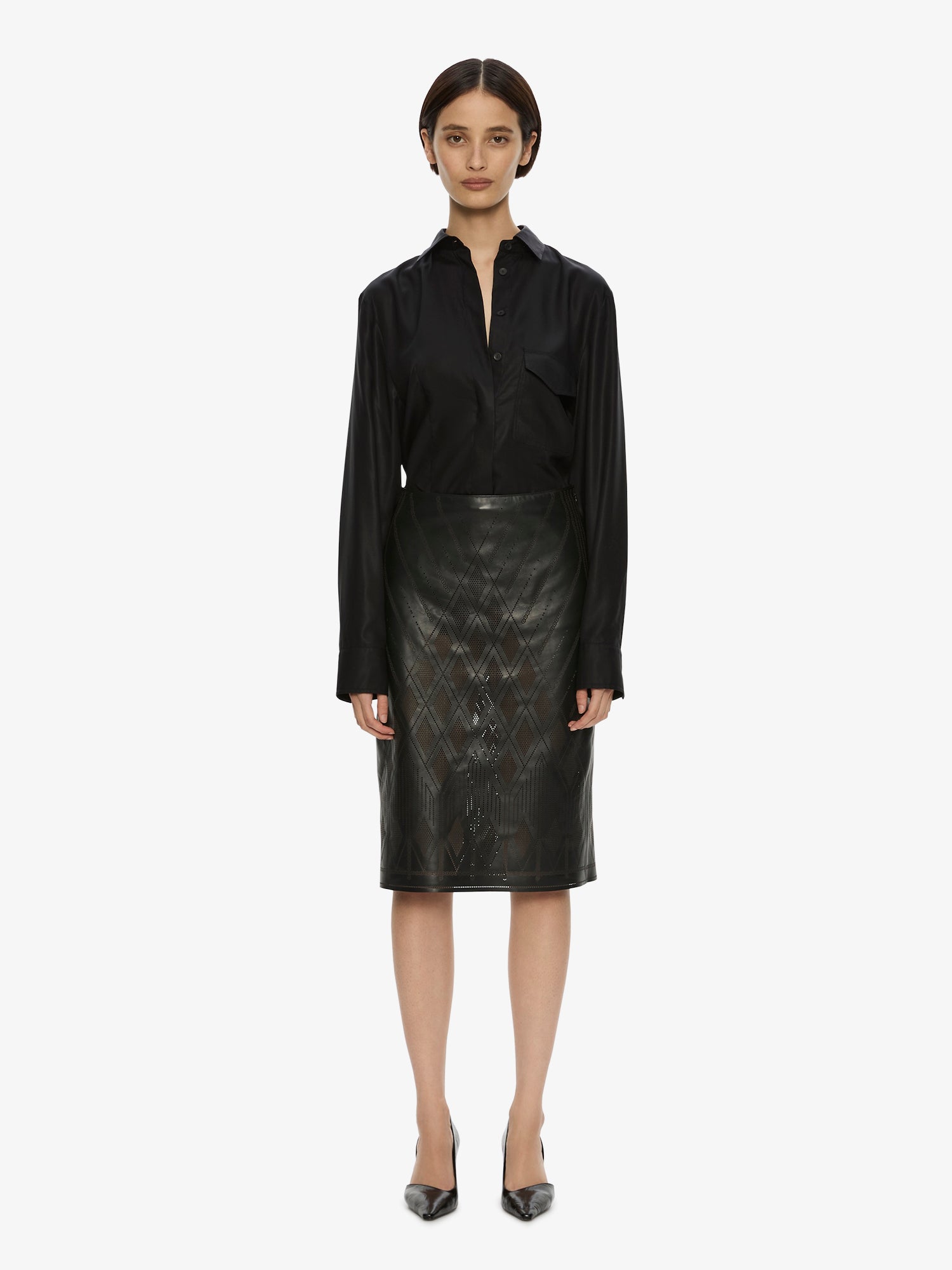 Perforated Leather Skirt