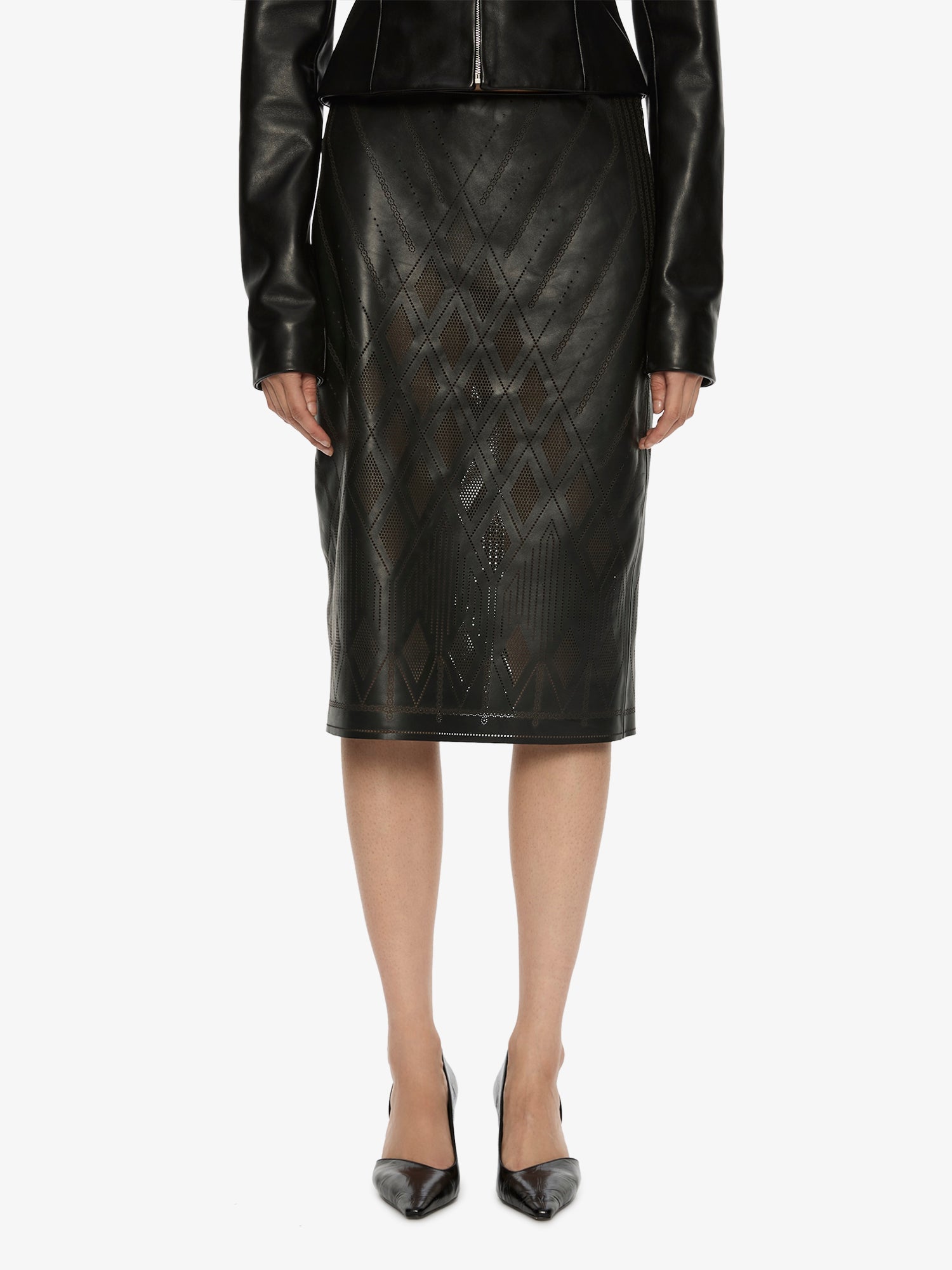 Perforated Leather Skirt