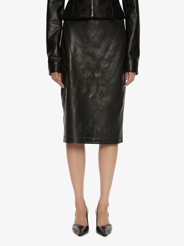 Perforated Leather Skirt