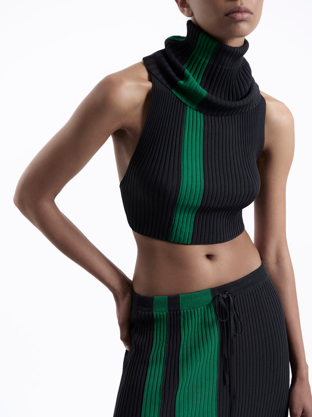 Mach Stripe Turtleneck Crop