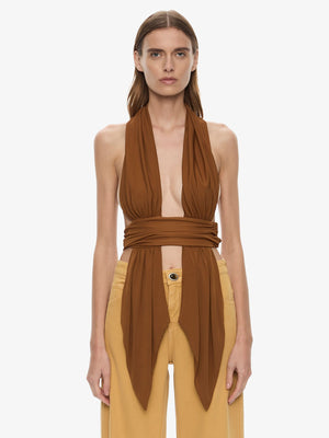 Scarf Draped Halter Top