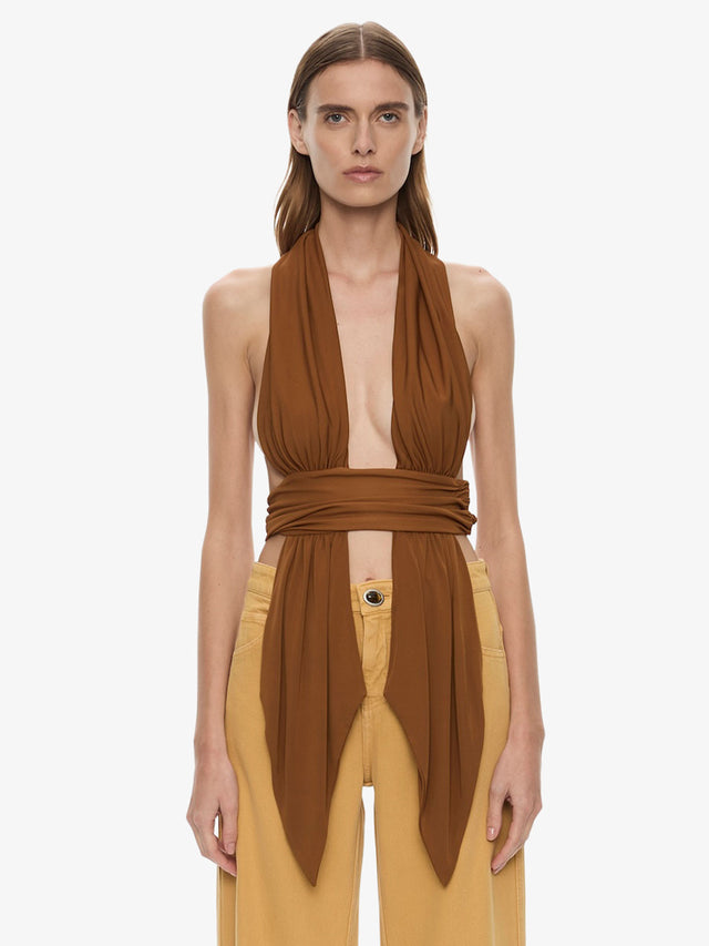 Scarf Draped Halter Top