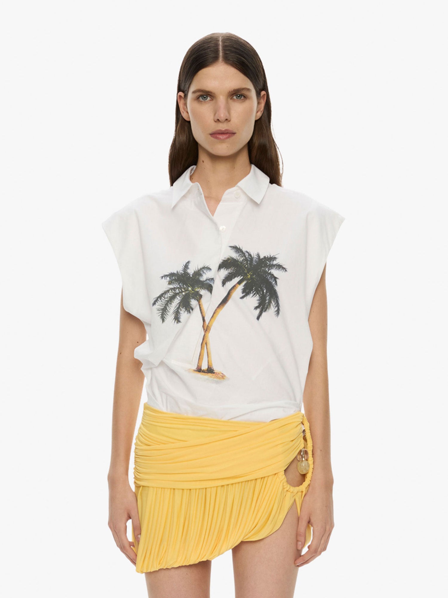 Mirage Palm Tornado Sleeveless Shirt - Christopher Esber