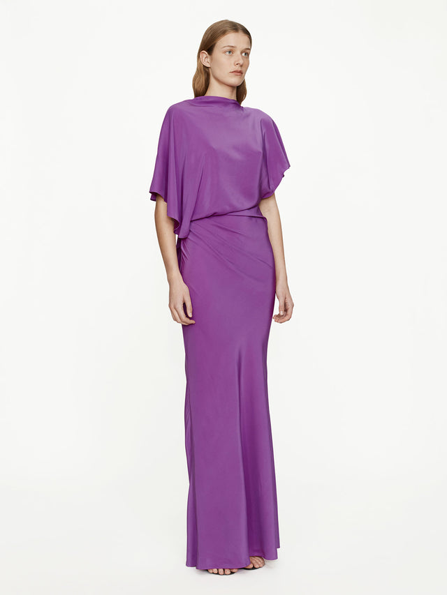 Backless Drape Satin Dress