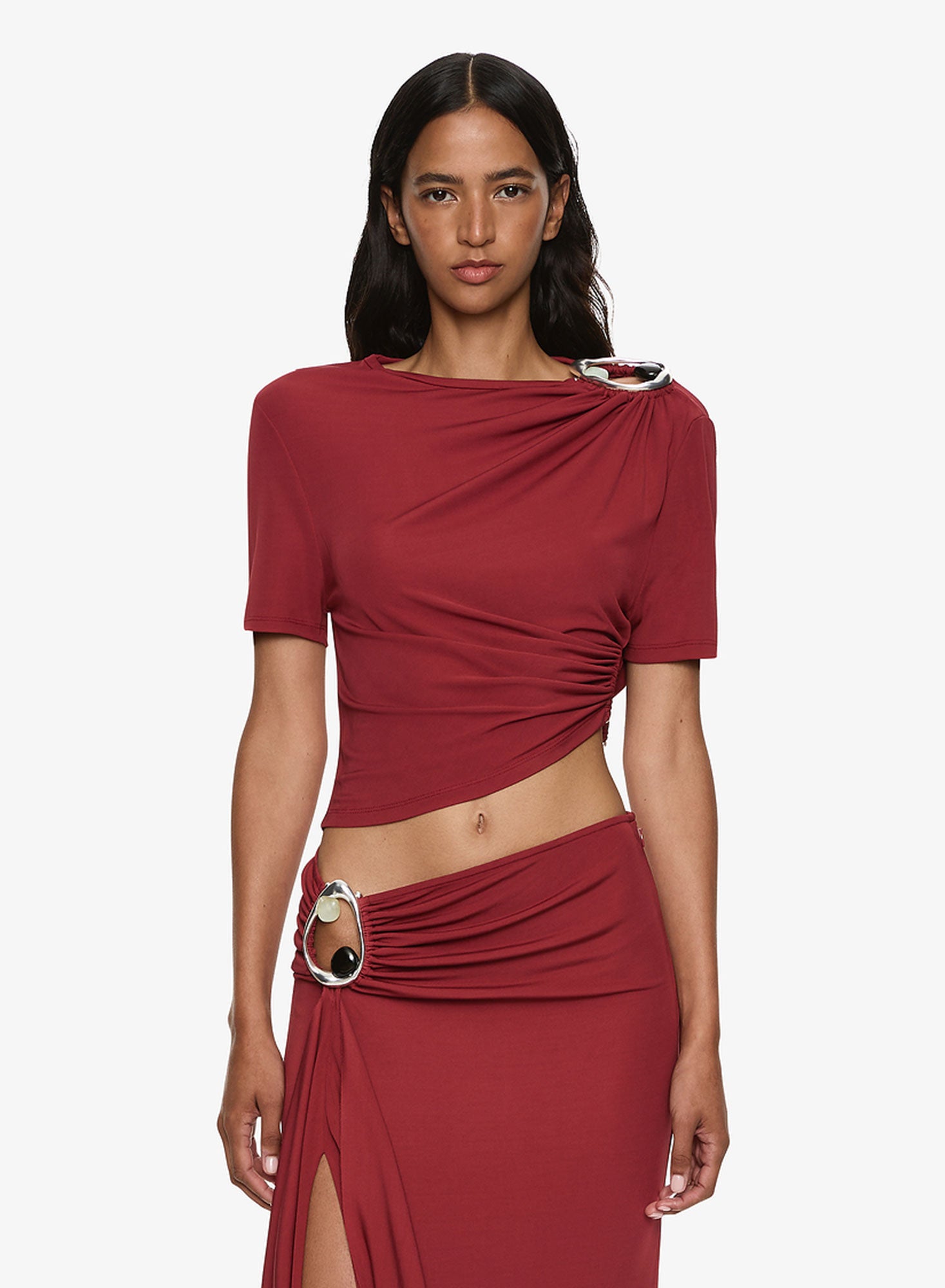 Orica Crystal Ruched Jersey Tee