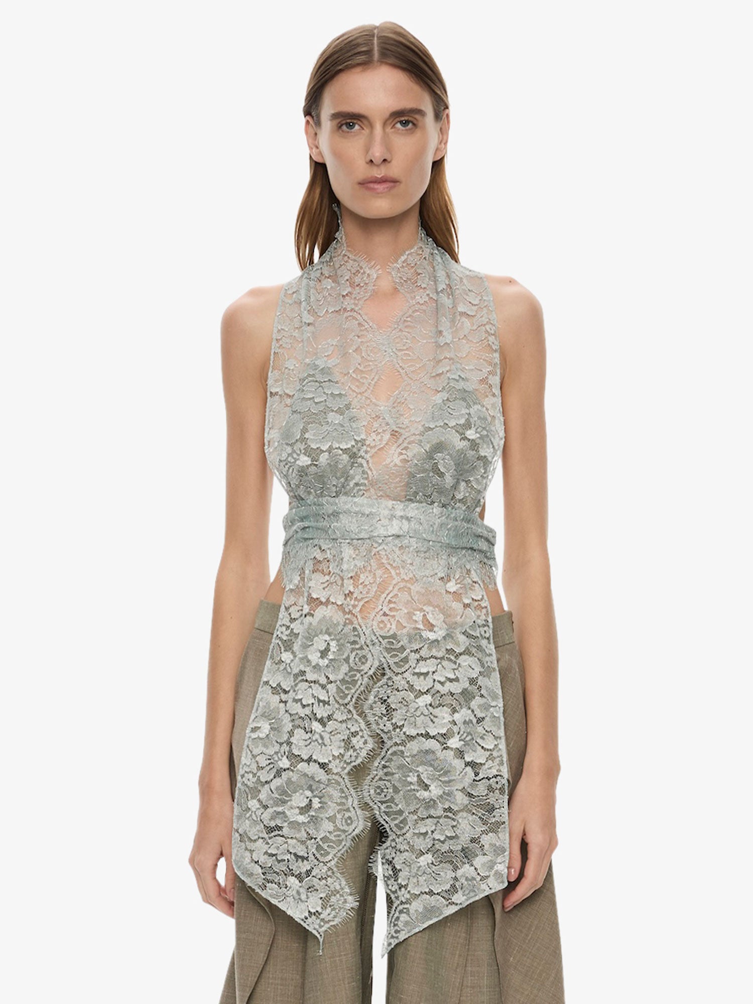 Moonlit Patina Lace Scarf Top