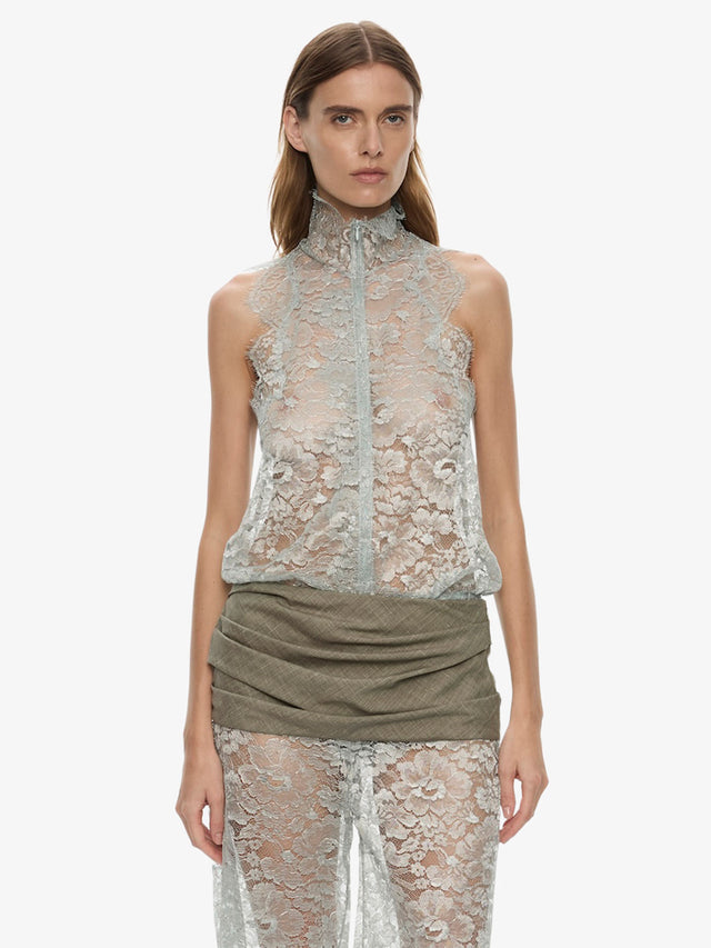 Moonlit Patina Lace Zipped One Piece