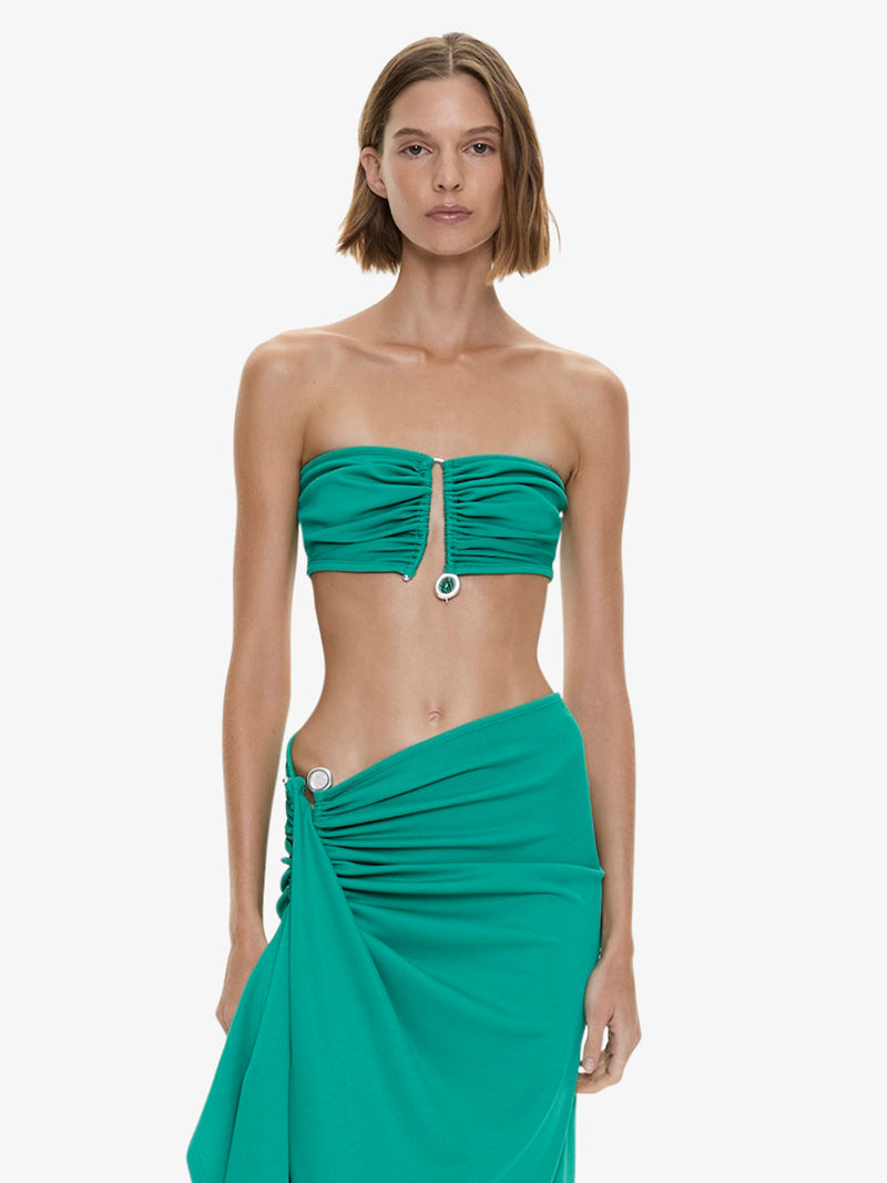 Droplet Crystal Pendant Ruched Bandeau - Image 1