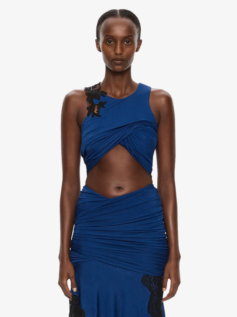 Hibiscus Embroidered Fold Up Tank - Image 1