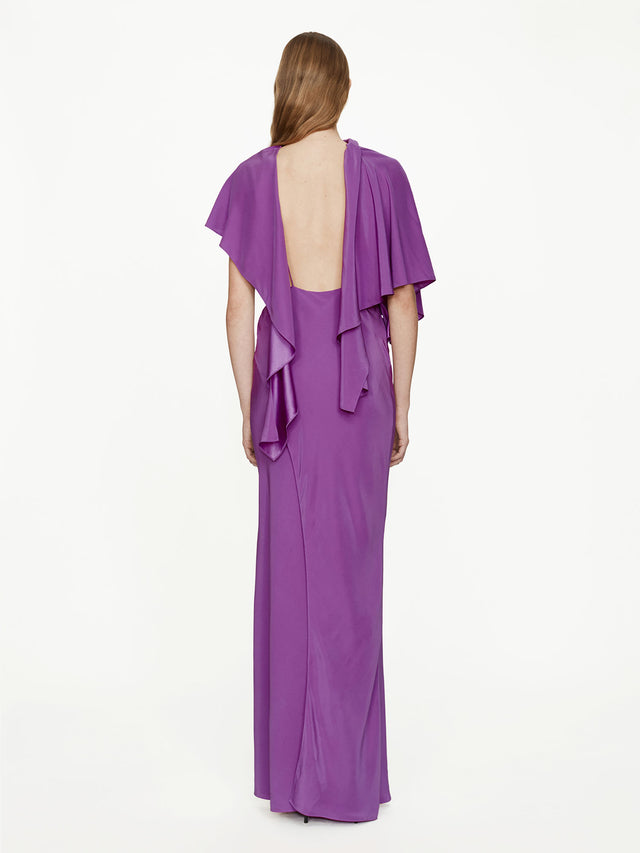 Backless Drape Satin Dress