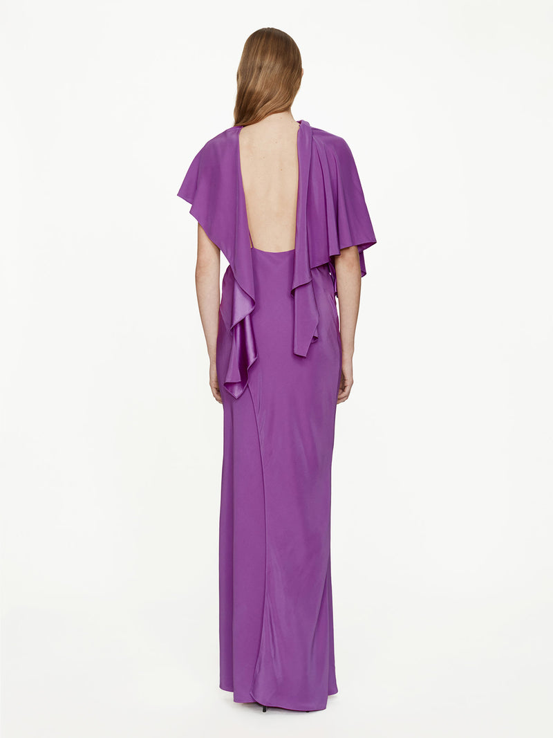 Backless Drape Satin Dress - Image 2