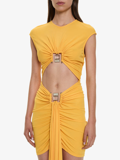 Bezel Quartz Disconnect Short Sleeve Mini Dress