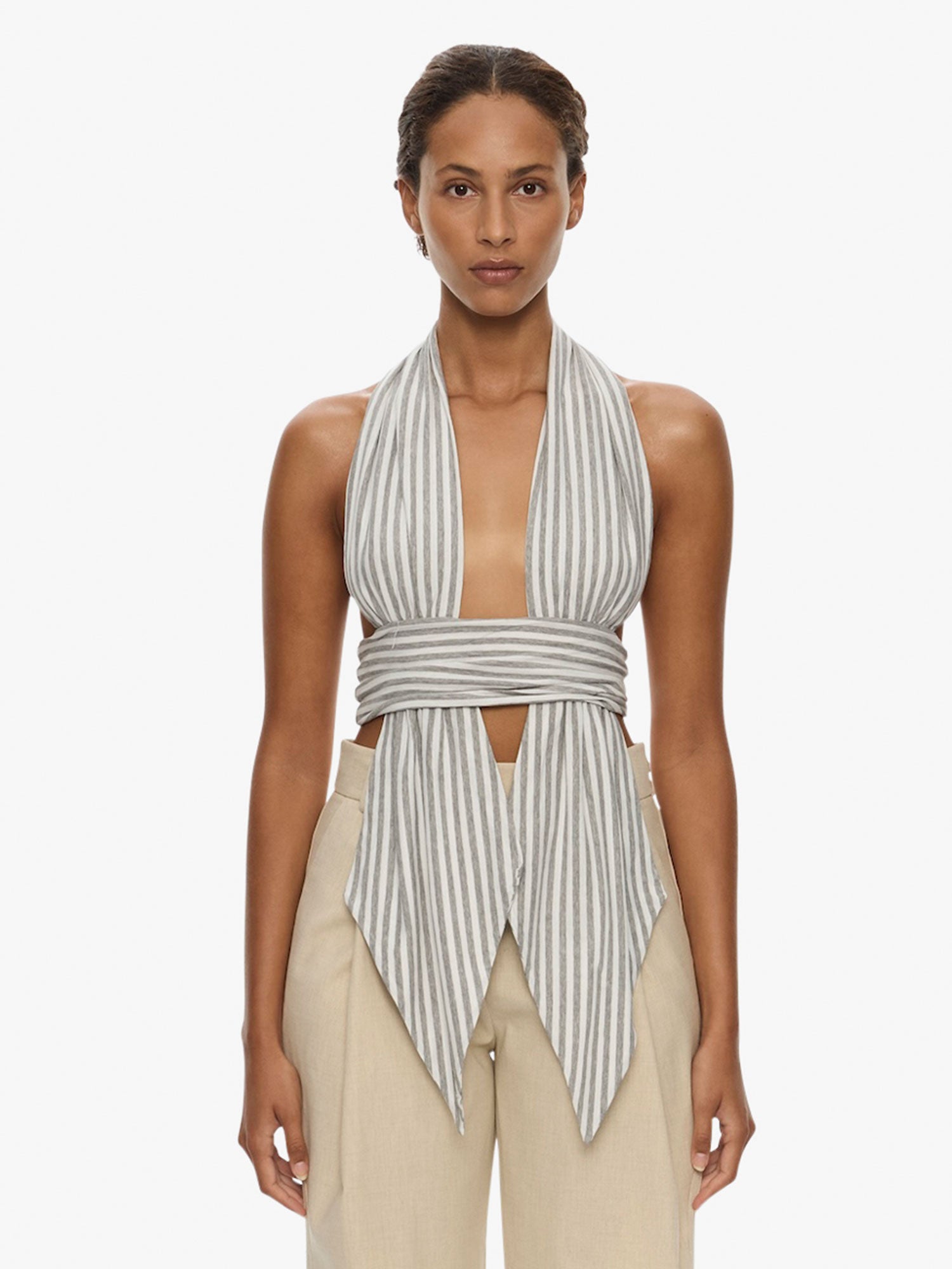 Scarf Draped Halter Top