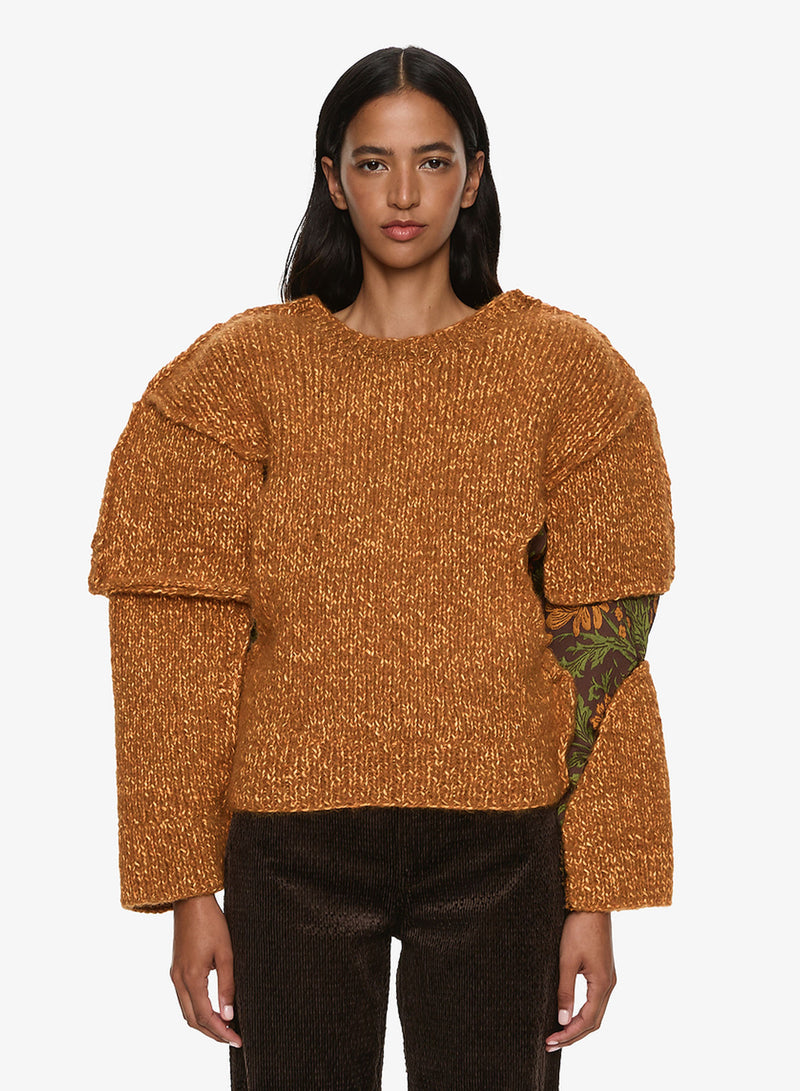 Deconstructed Brocade Knit Sweater - Image 1