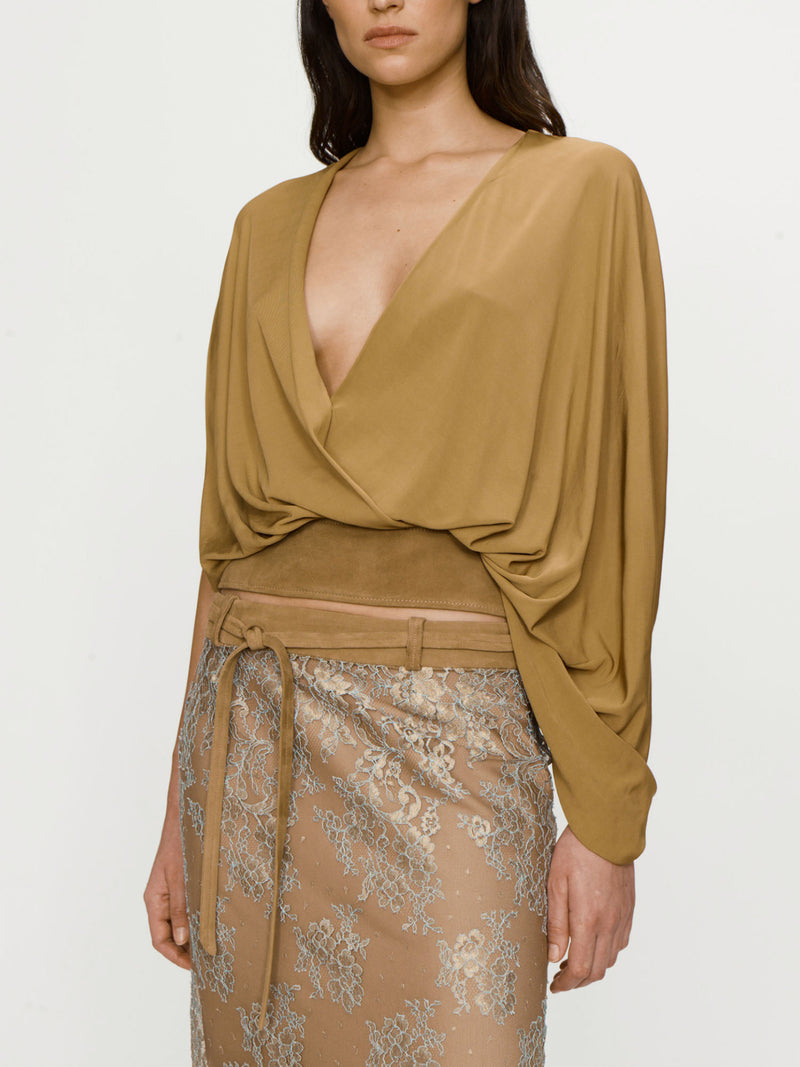 Sèpienne Lace Belted Suede Skirt - Image 3