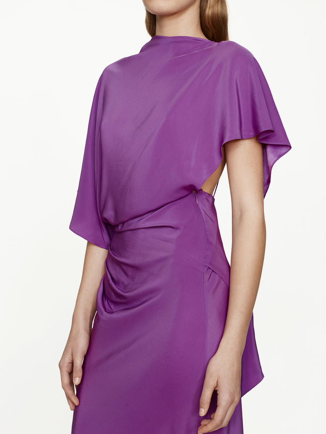 Backless Drape Satin Dress