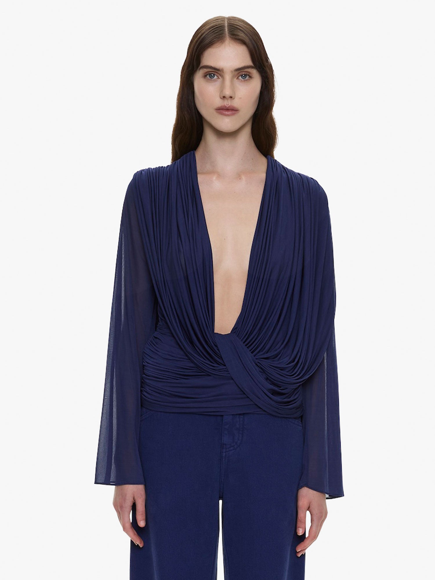 Ripple Drape Long Sleeve Top
