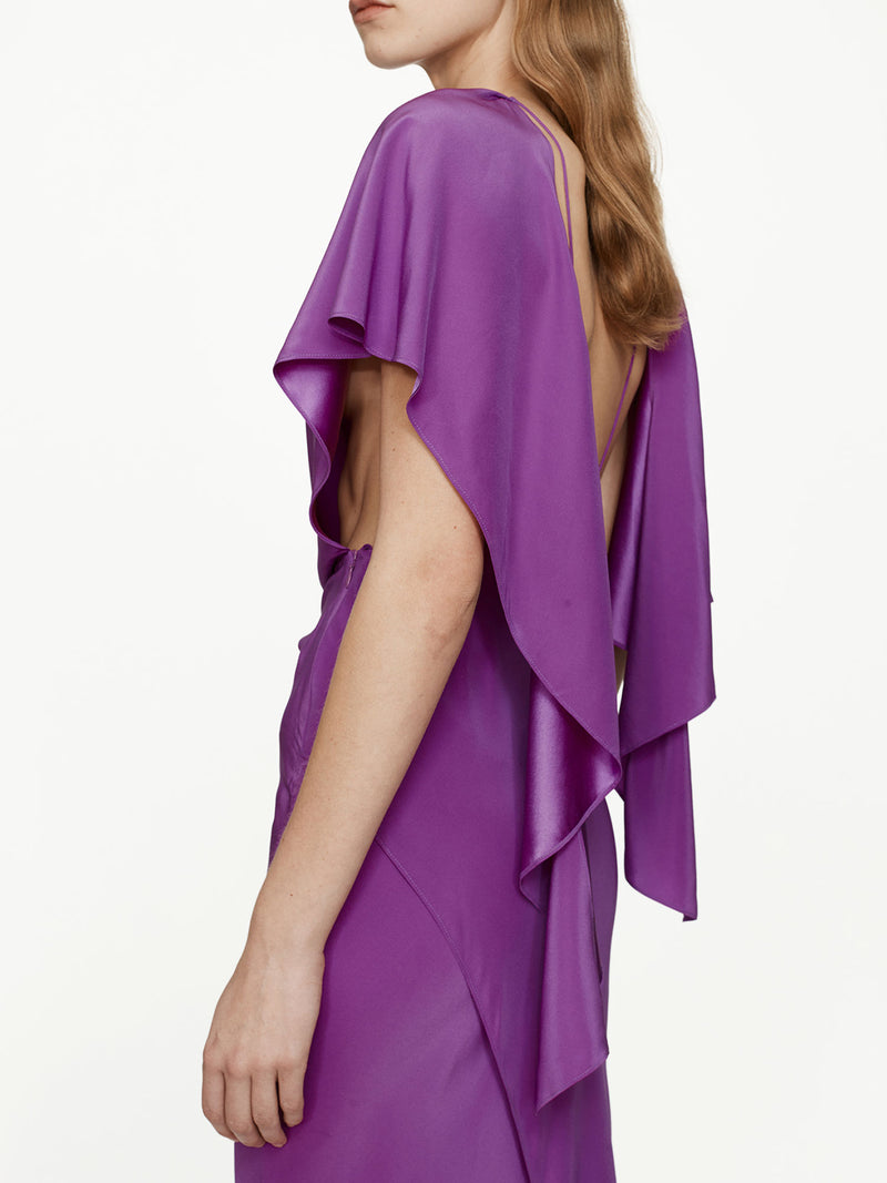 Backless Drape Satin Dress - Image 5
