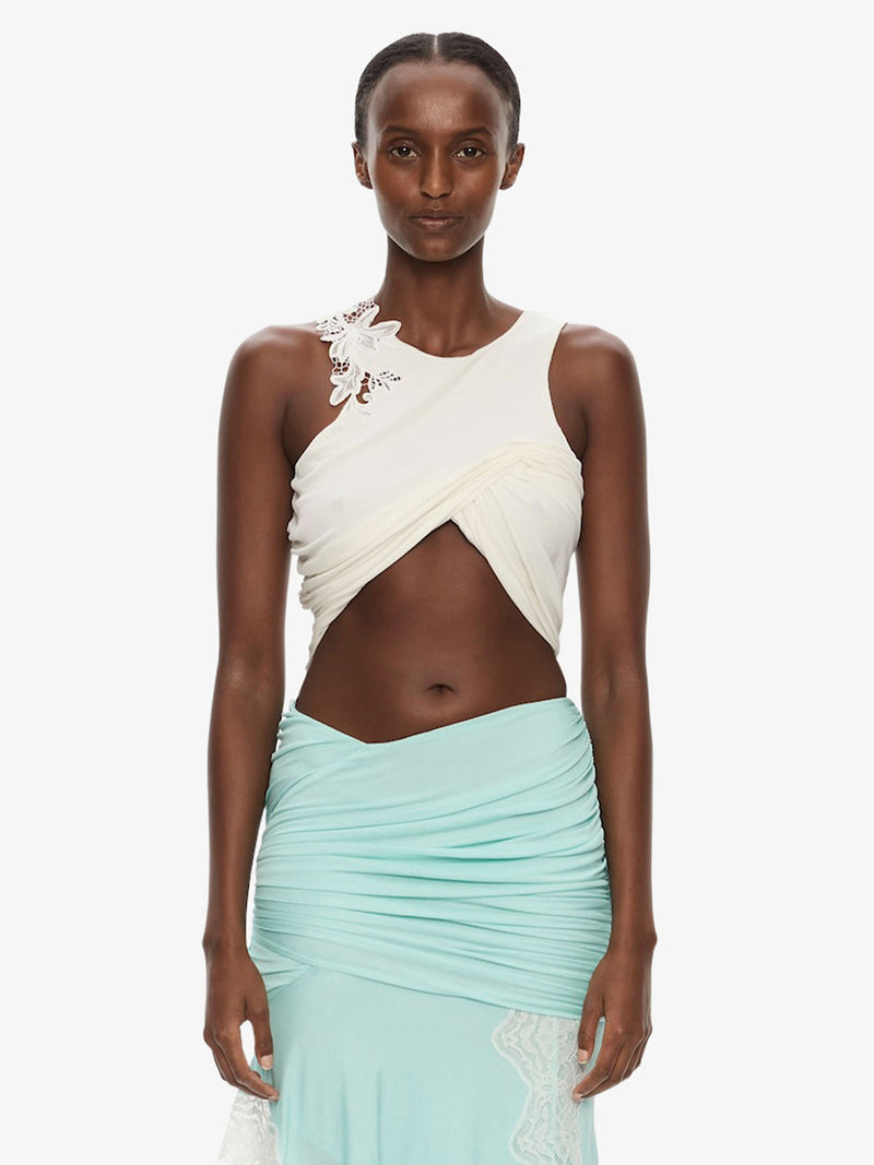 Hibiscus Embroidered Fold Up Tank - Image 1