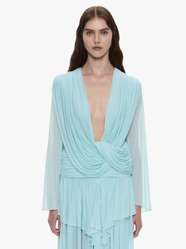Ripple Drape Long Sleeve Top