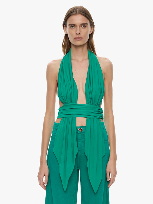 Scarf Draped Halter Top