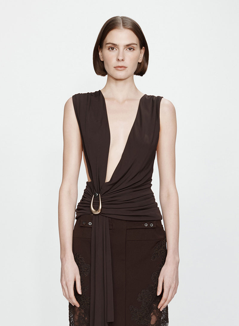 Stone Pin Scarf Drape Top - Image 1