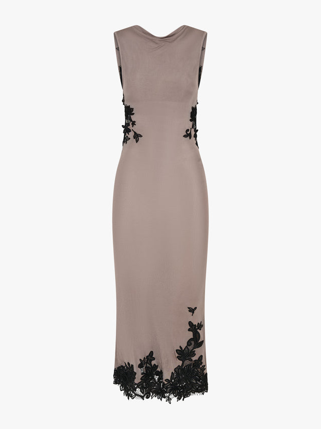 Hibiscus Embroidered Rib Dress