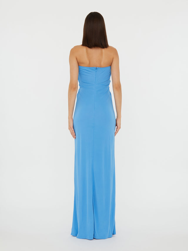 Arced Palm Strapless Dress