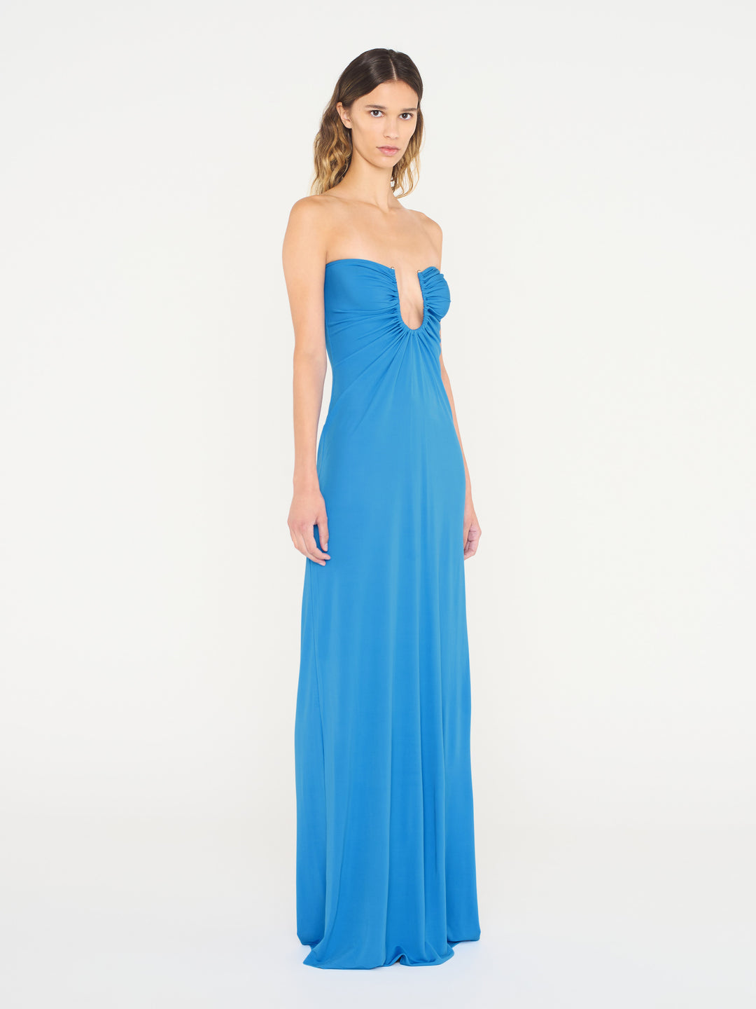 Arced Palm Strapless Dress