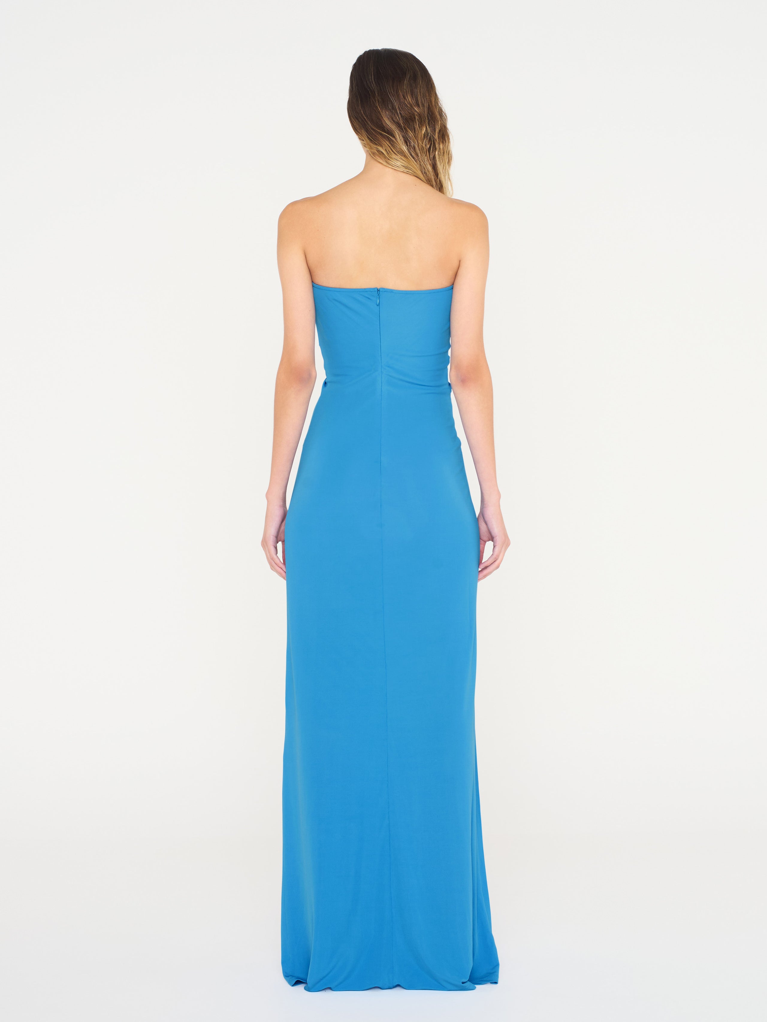 Arced Palm Strapless Dress