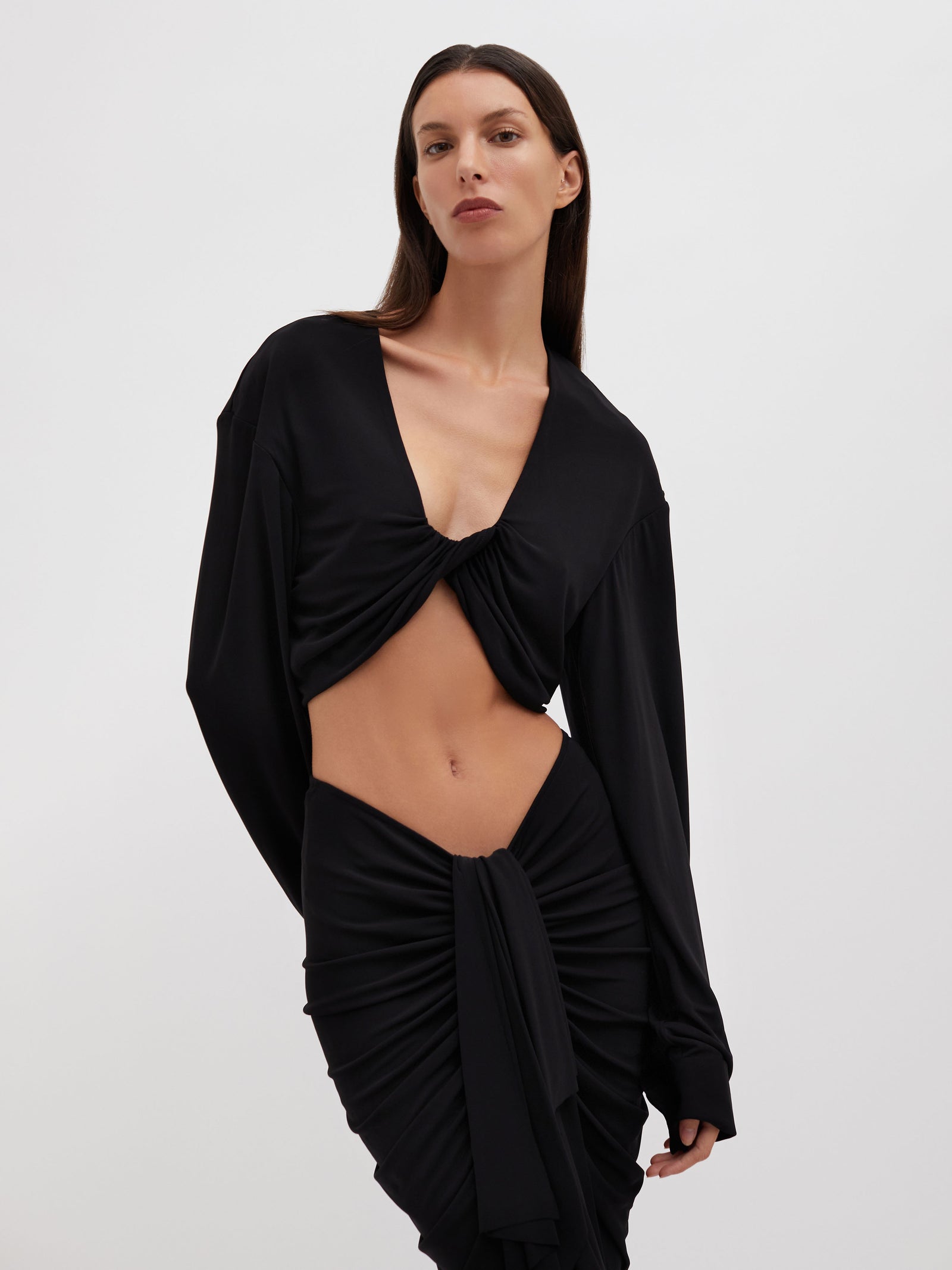 Vivenda Drape Long Sleeve Top