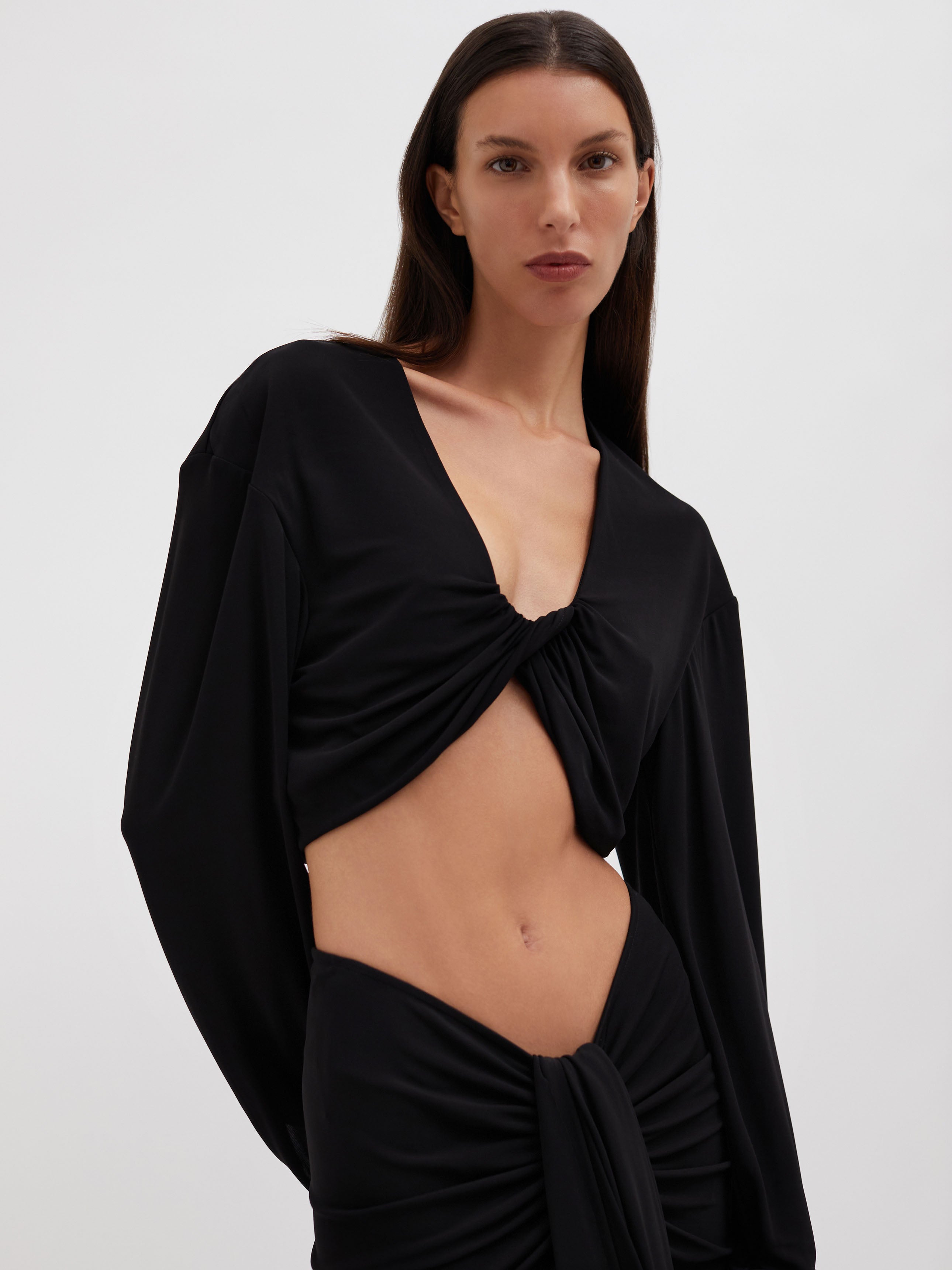 Vivenda Drape Long Sleeve Top