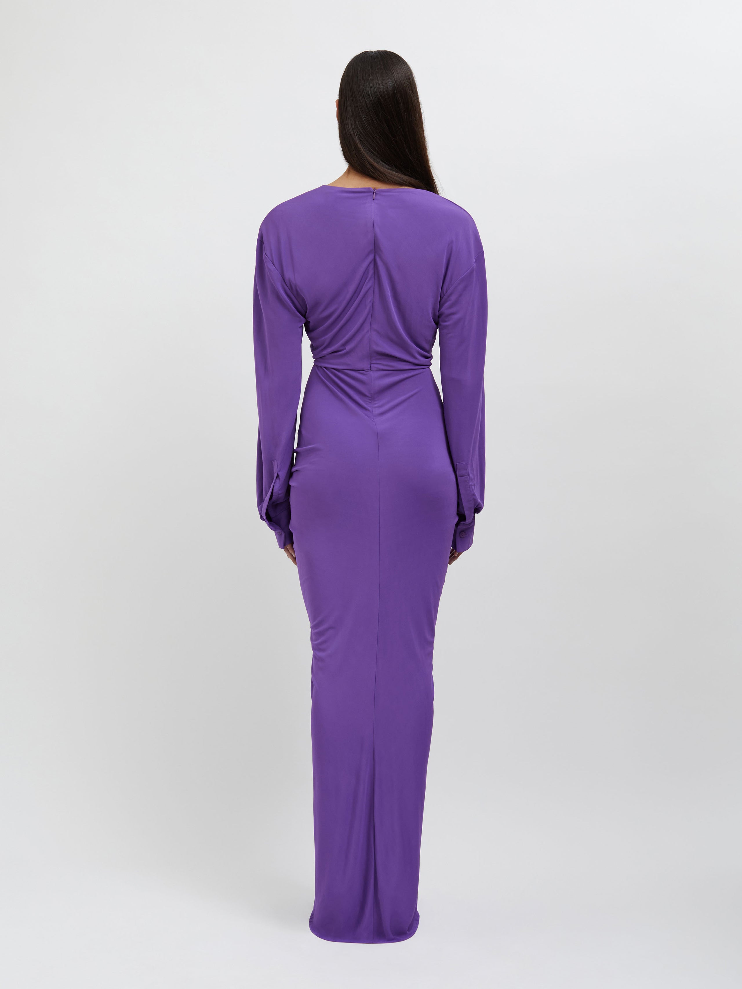 Vivenda Drape Front Long Sleeve Dress