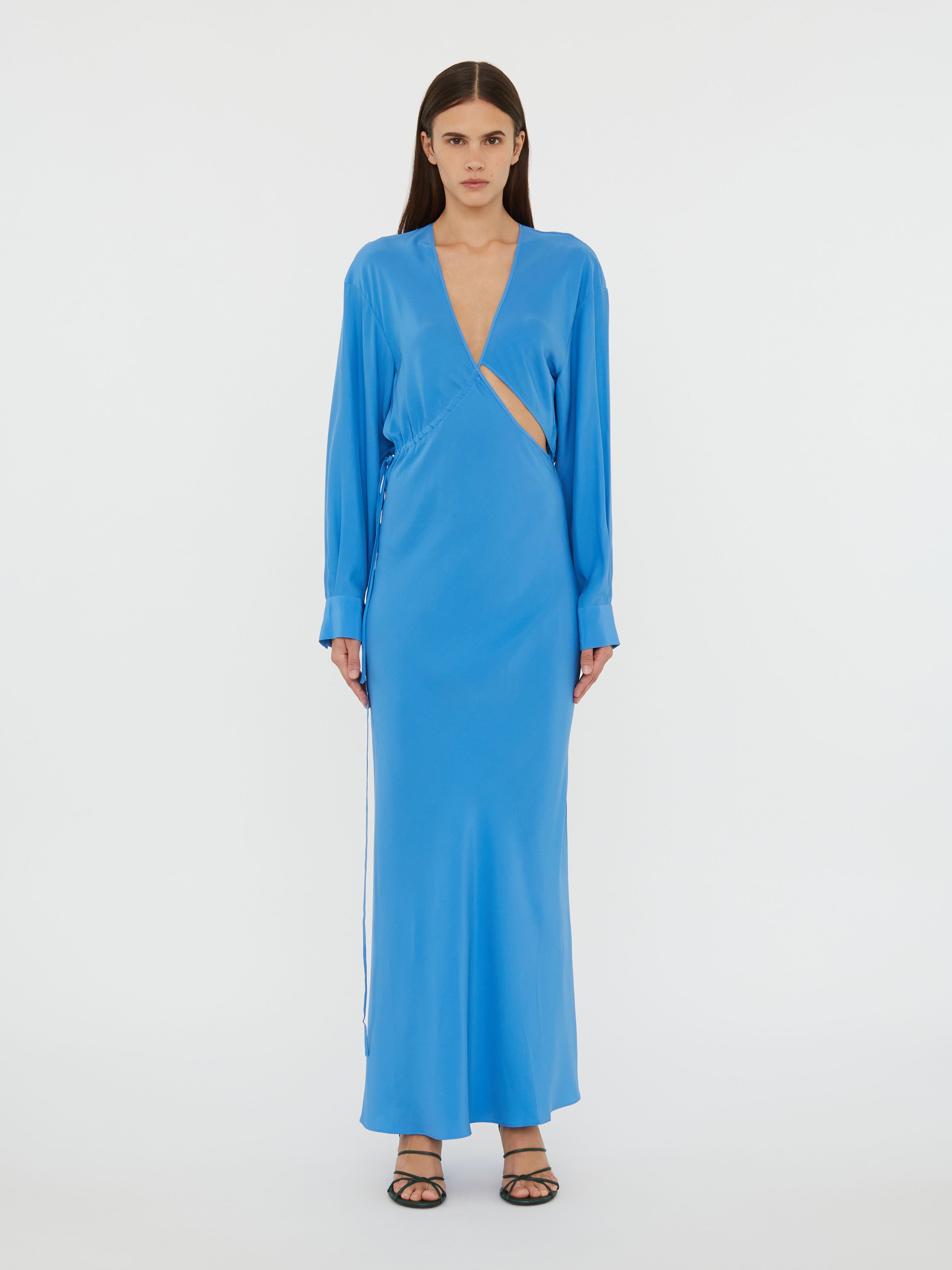 Crosscut Silk Long Sleeve Dress