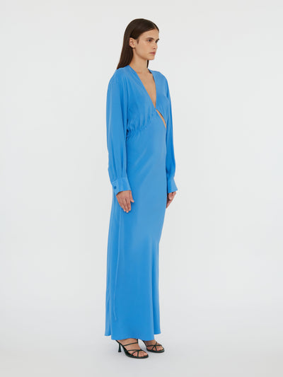 Crosscut Silk Long Sleeve Dress