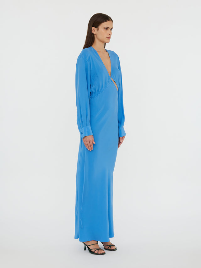 Crosscut Silk Long Sleeve Dress