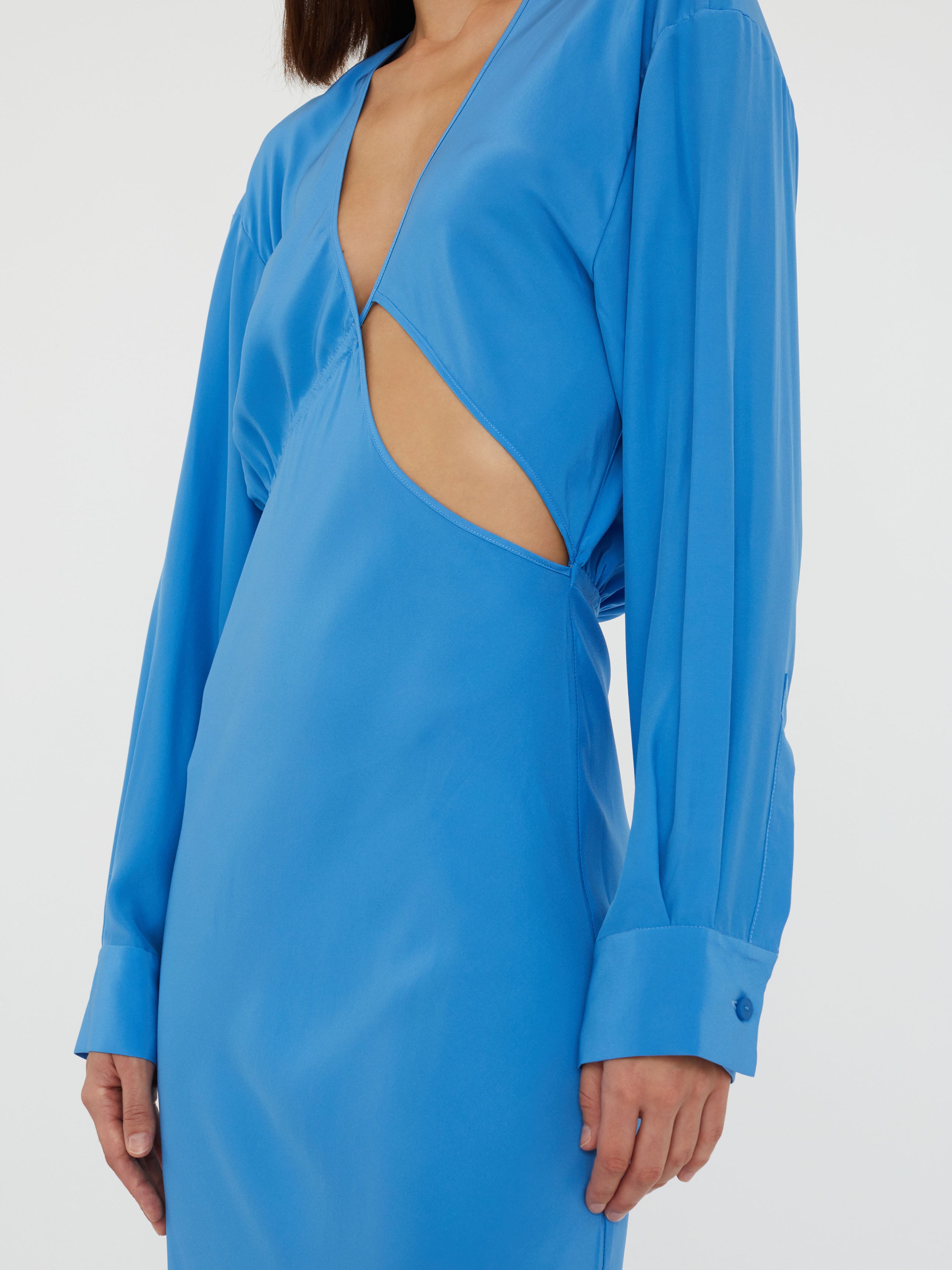 Crosscut Silk Long Sleeve Dress