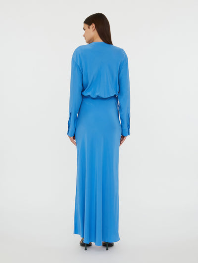 Crosscut Silk Long Sleeve Dress