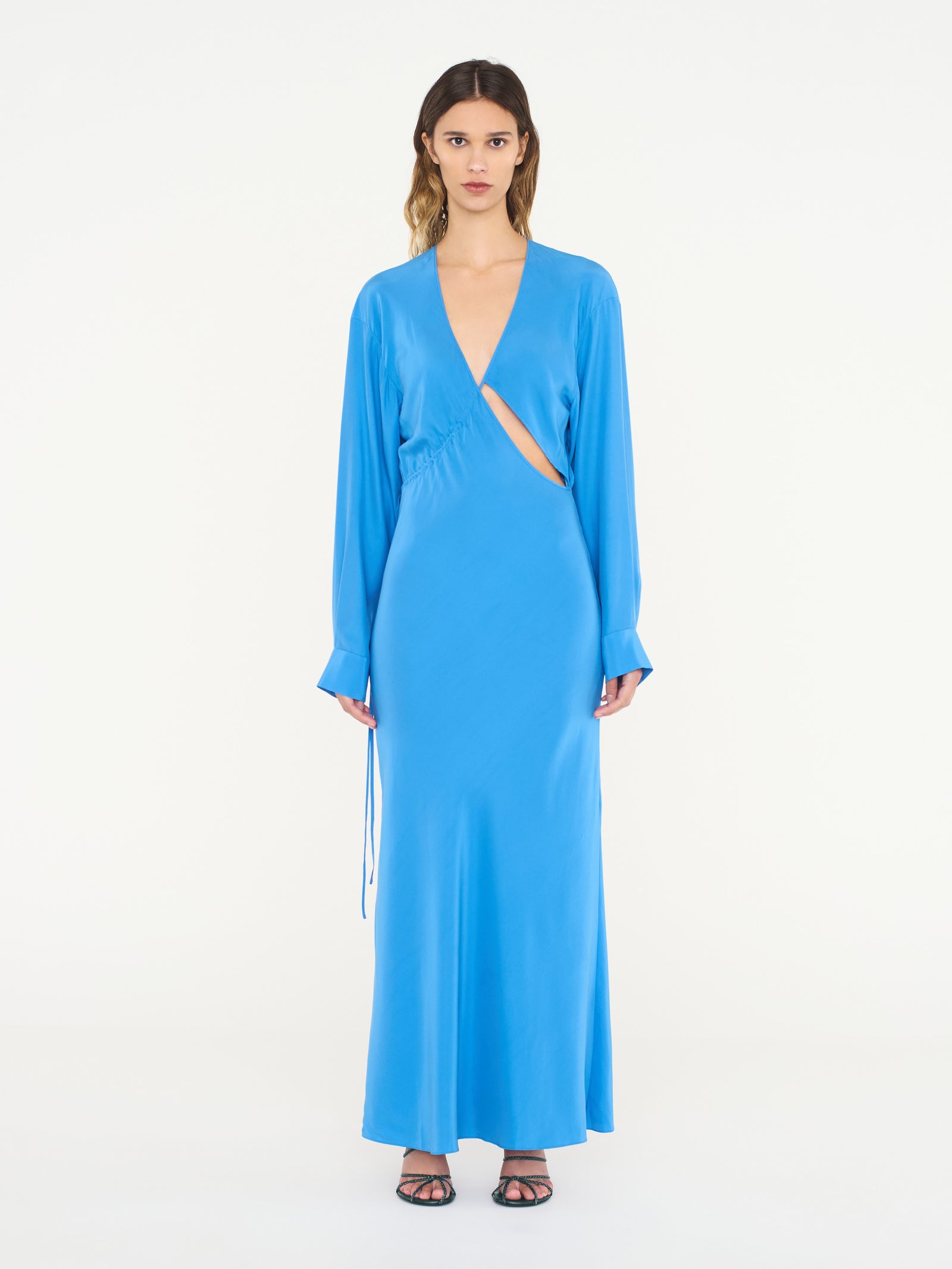 Crosscut Silk Long Sleeve Dress