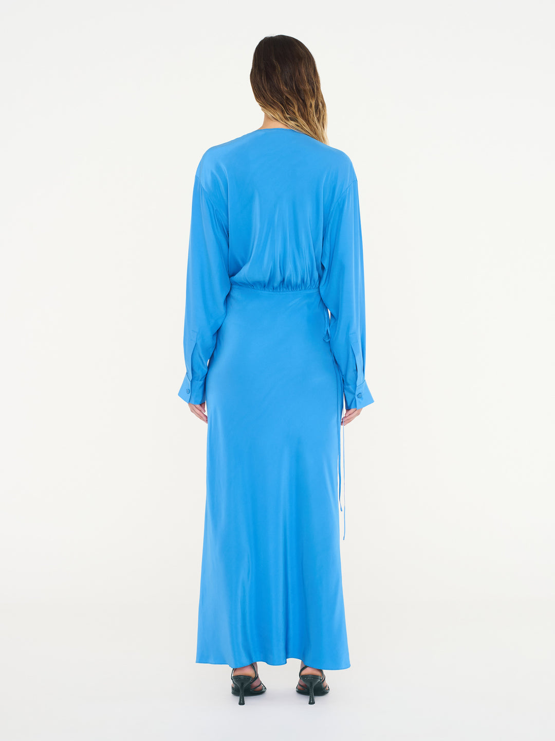 Crosscut Silk Long Sleeve Dress