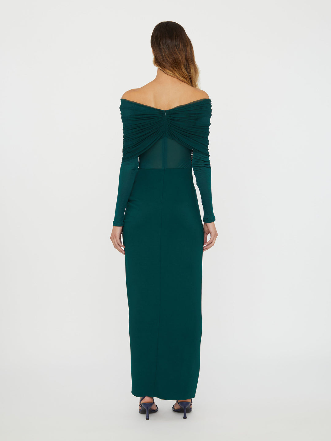 Sonora Veiled Long Sleeve Ruched Dress