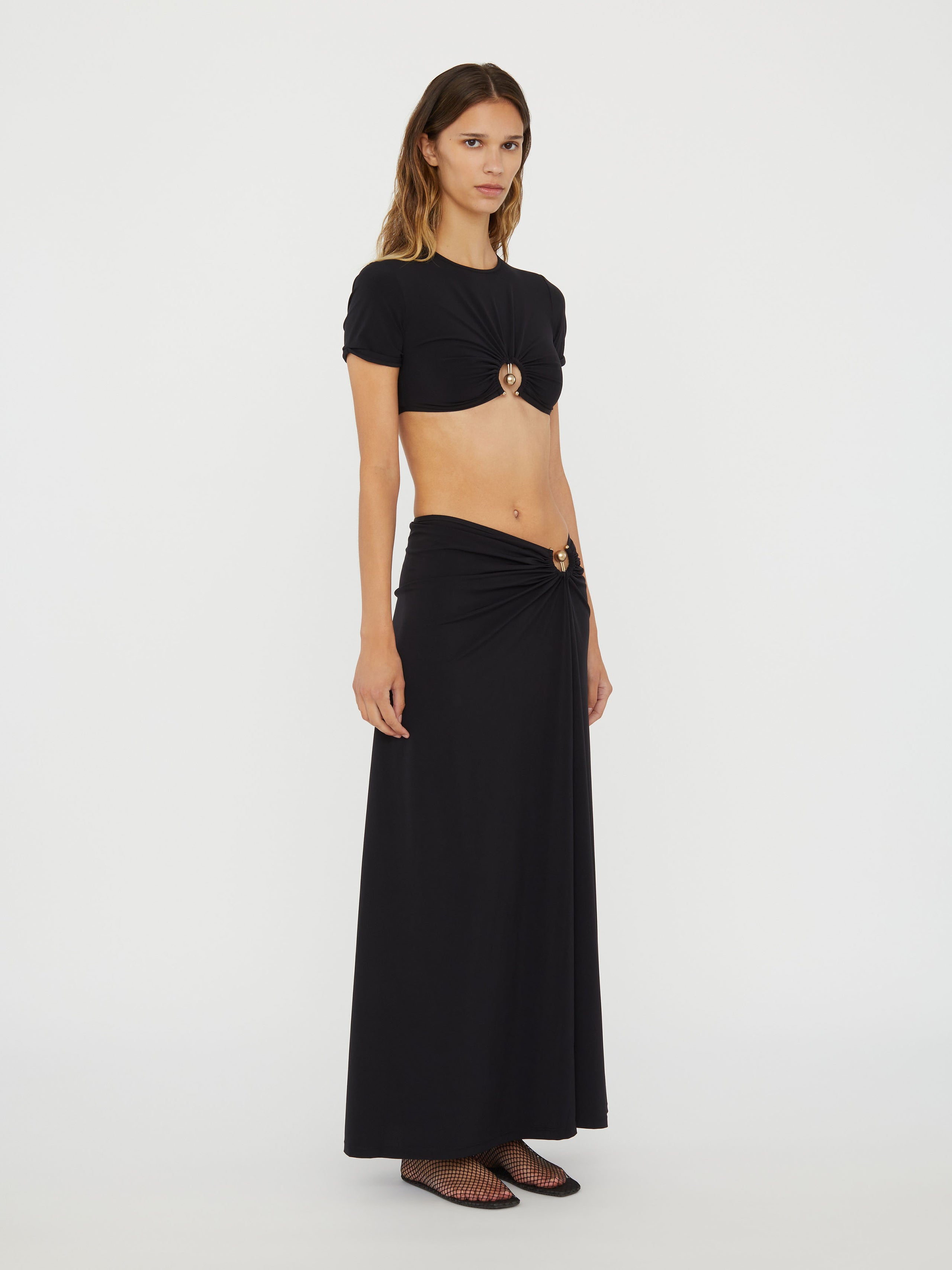 Ruched Orbit Split Skirt