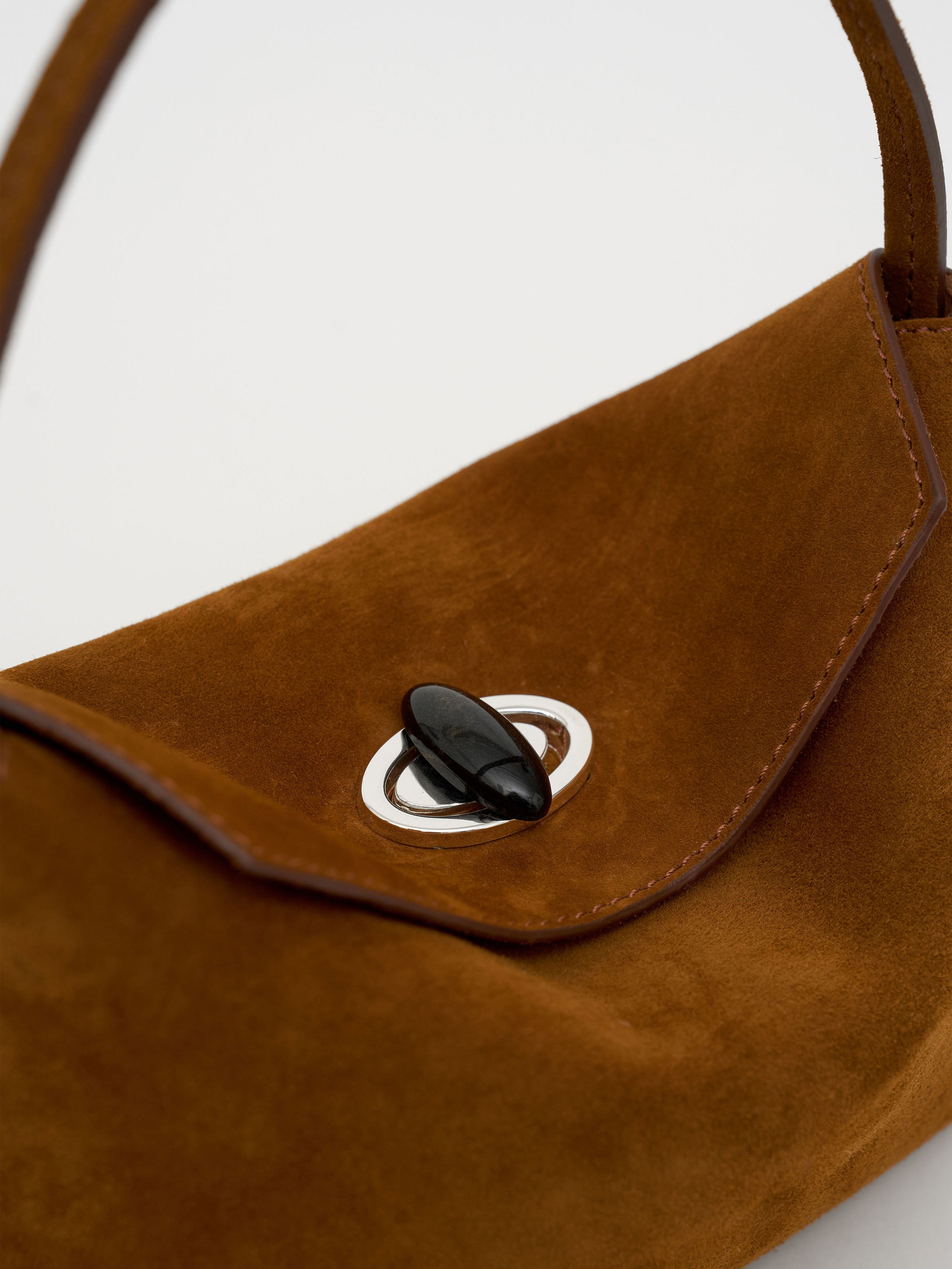 Turnlock Suede Mini Shoulder Bag