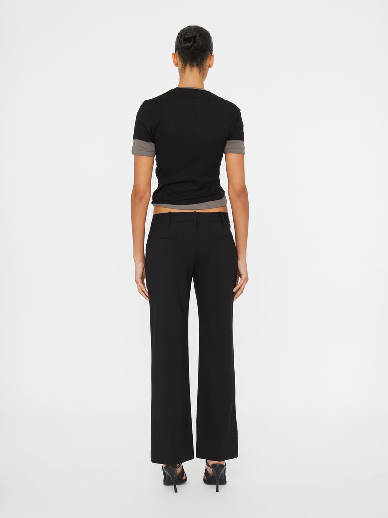 Sheer Ribbed Overlay Loophole Tee - Image 4