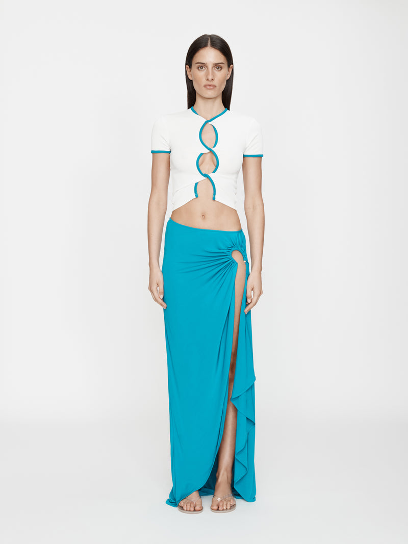 Open Twist Contrast Bind Tee - Image 2